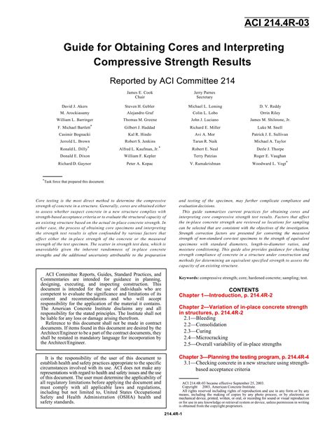 Guide for Obtaining Cores and Interpreting Compressive 